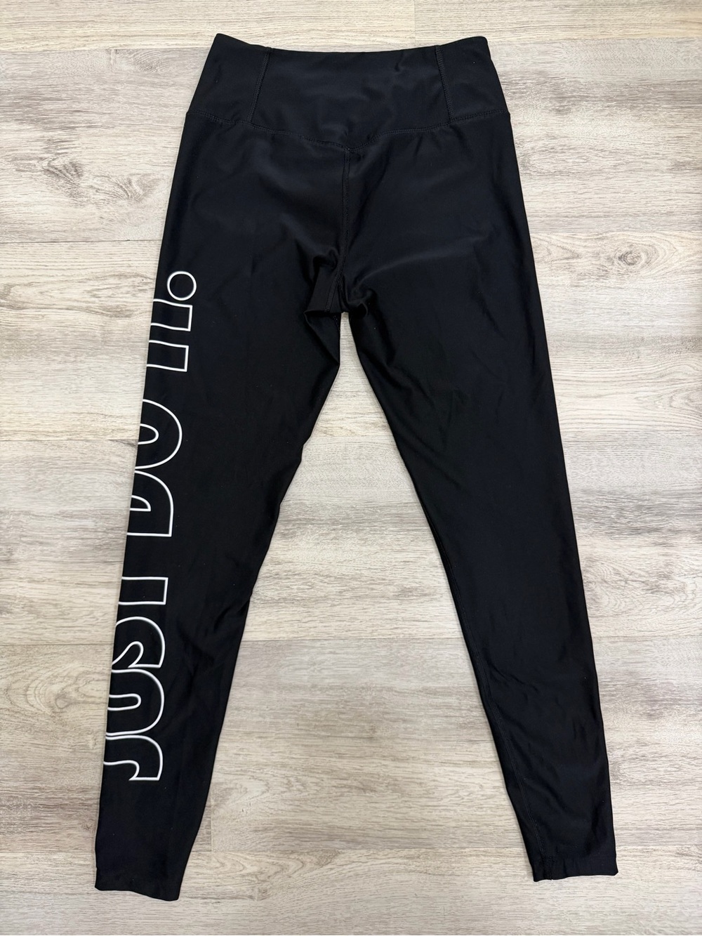 Nike Black Leggings with White Side 'Just Do It' Graphic